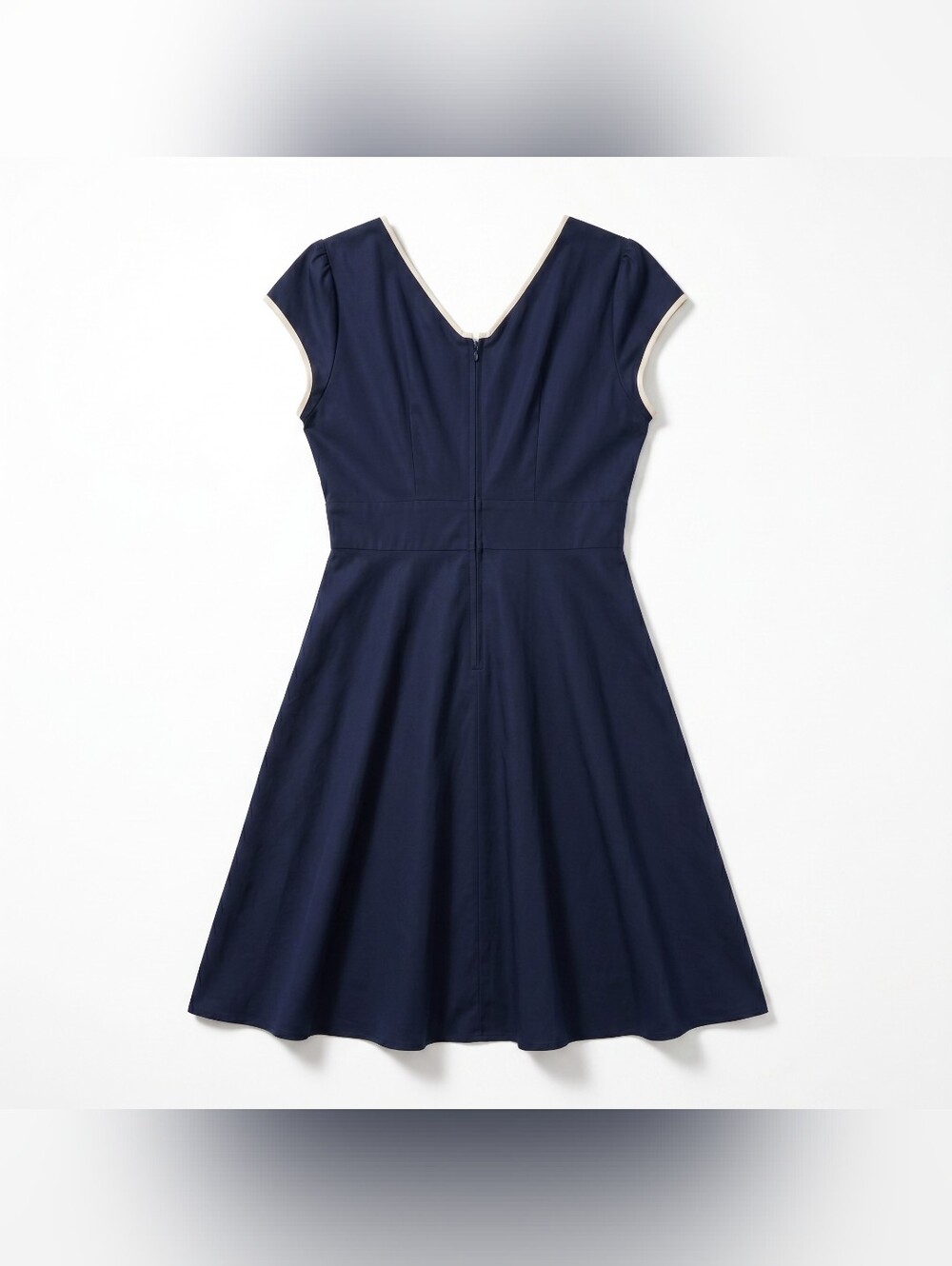 Stop Staring! Belinda Navy Blue Swing Dress with Bow | Pin Up Rockabilly XL - Picture 2 of 6